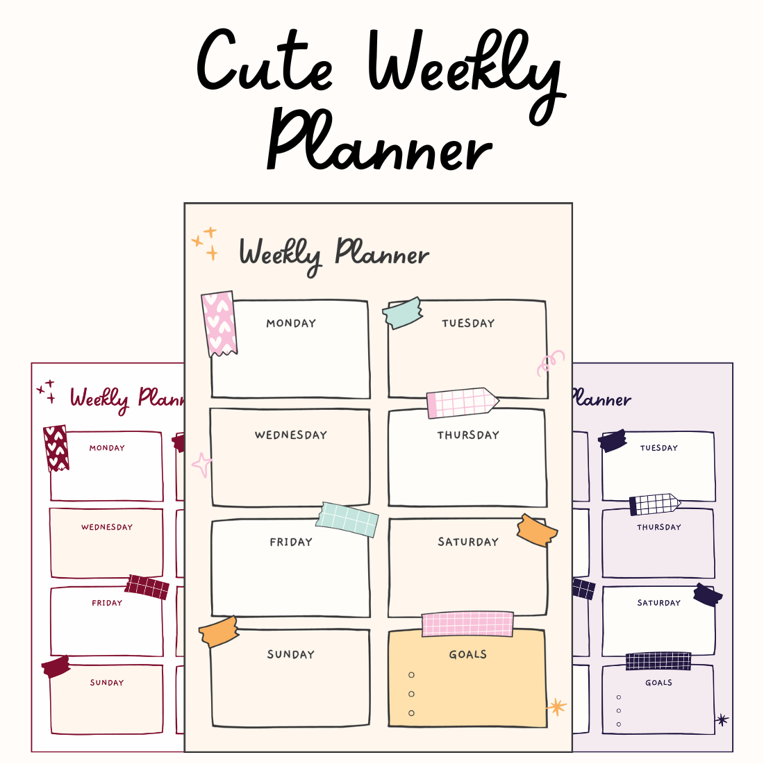 Cute Weekly Planner - MasterBundles