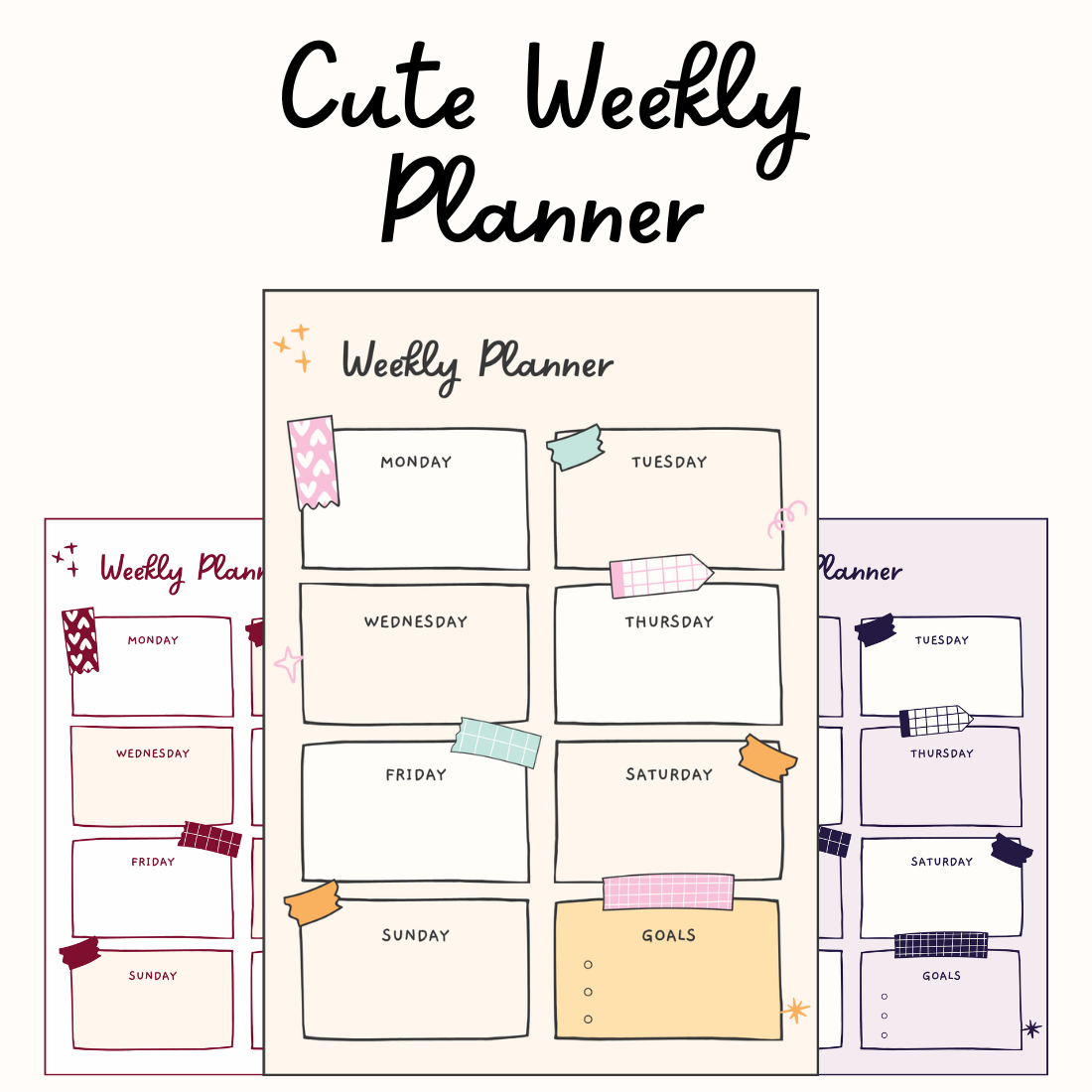 Cute Weekly Planner MasterBundles