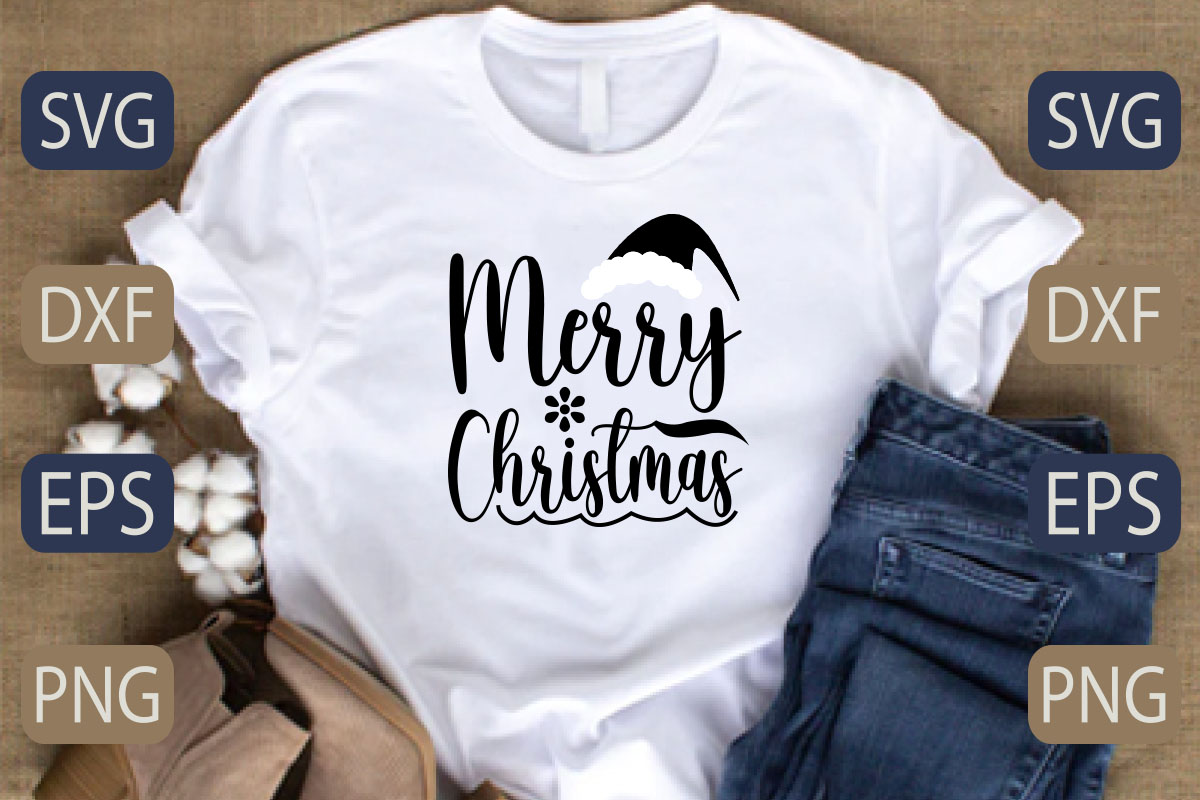 T - shirt with the words merry christmas on it.