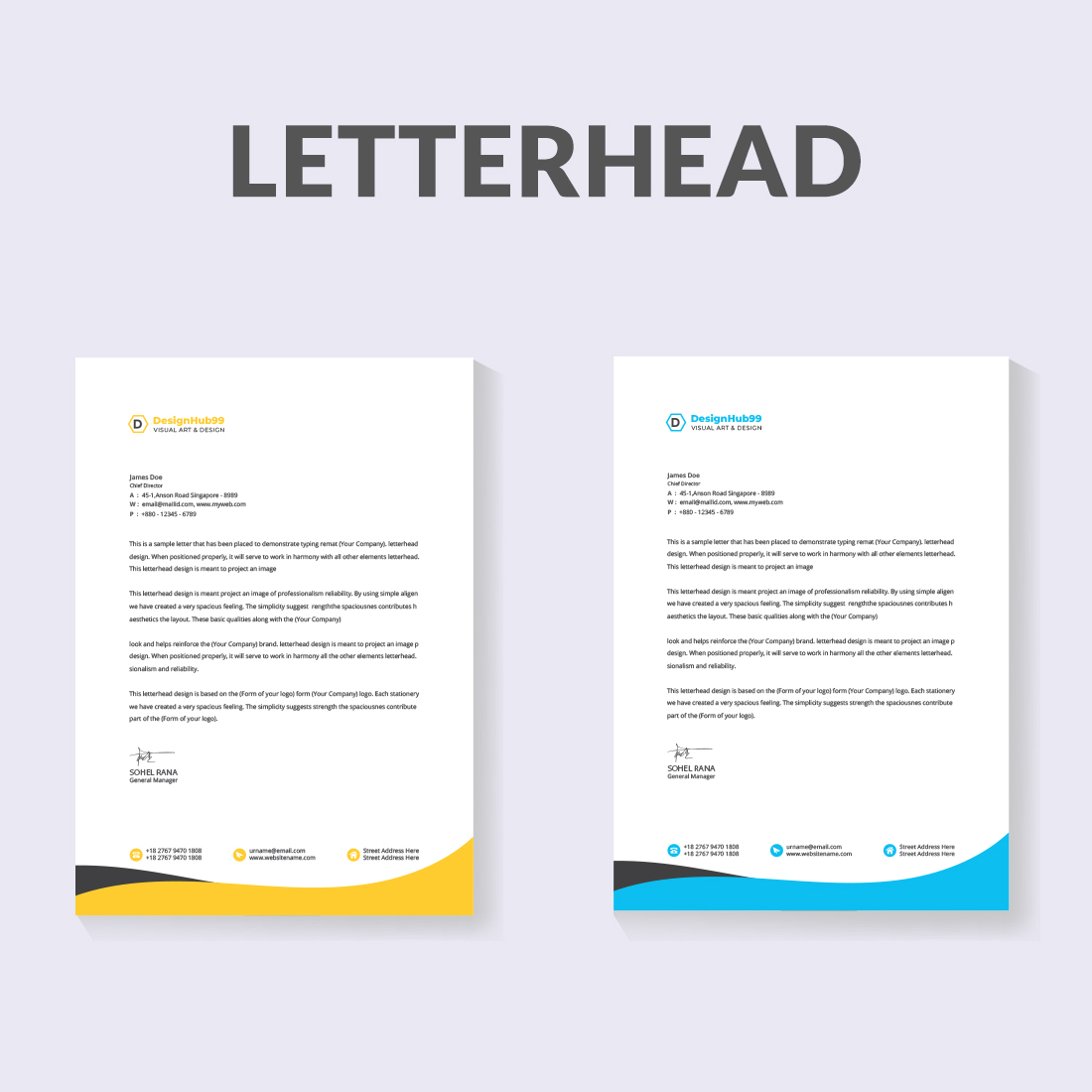 Professional and modern corporate letterhead template cover image.