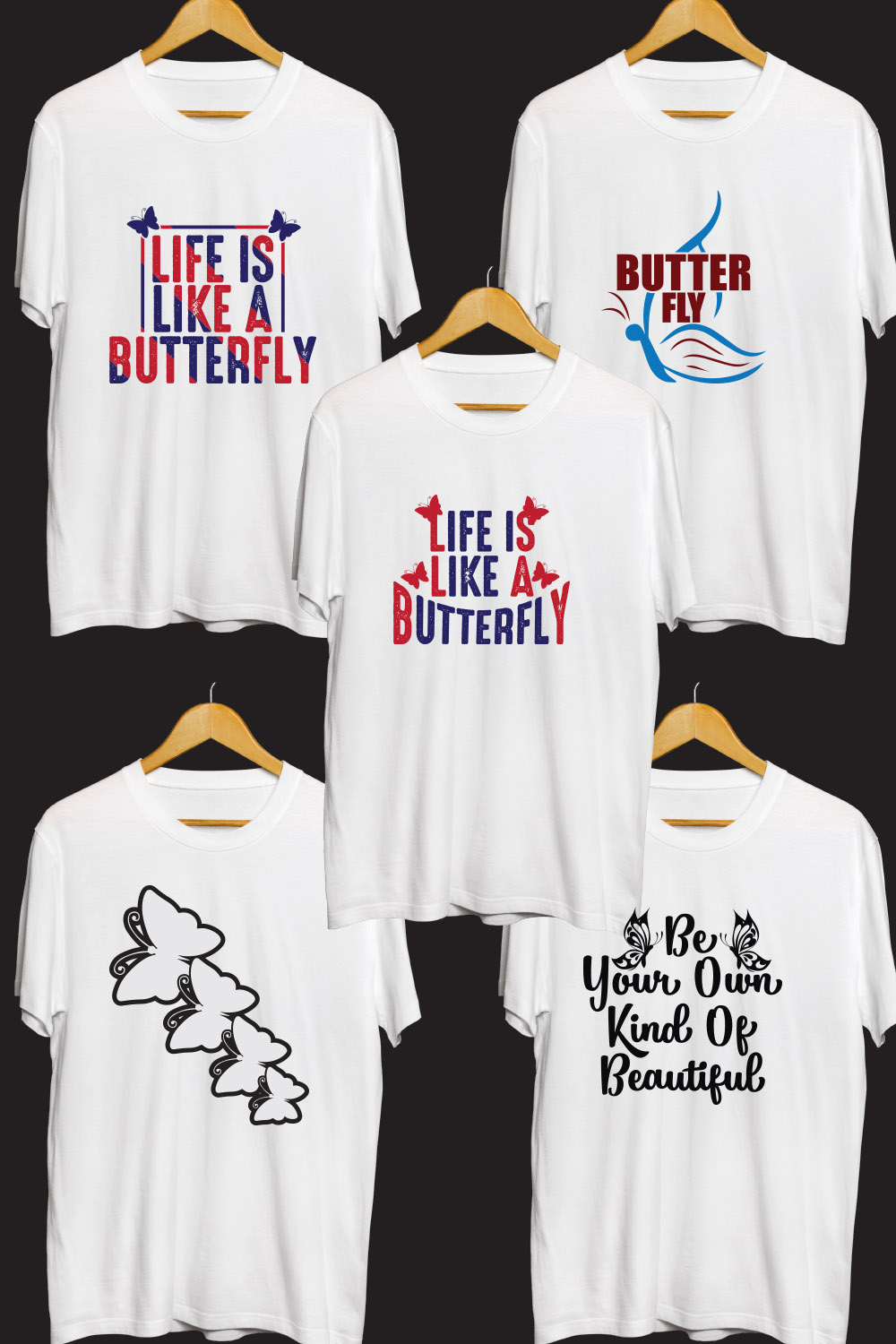 Butterfly SVG T Shirt Designs Bundle pinterest preview image.