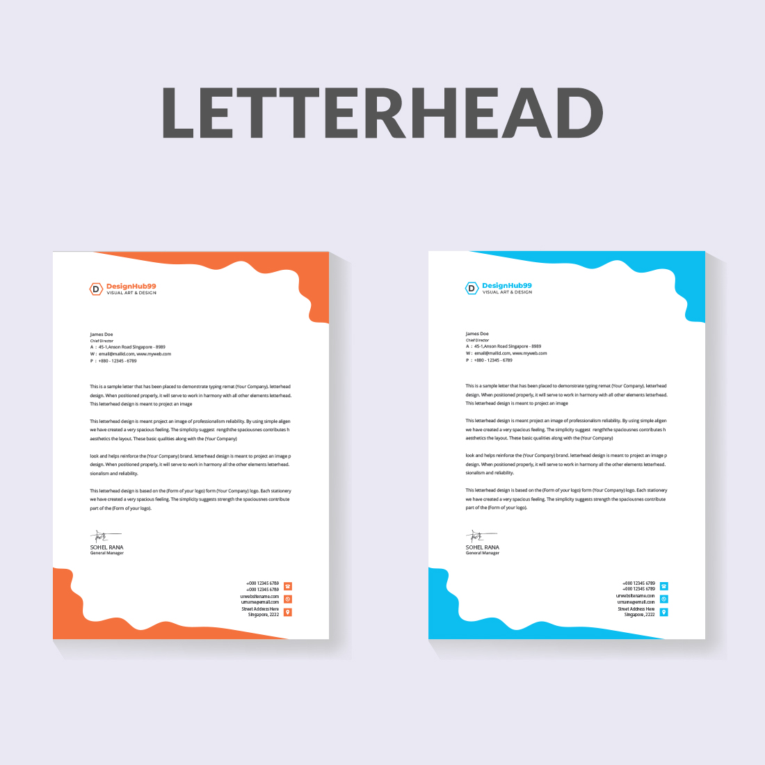 Simplistic letterhead Design preview image.