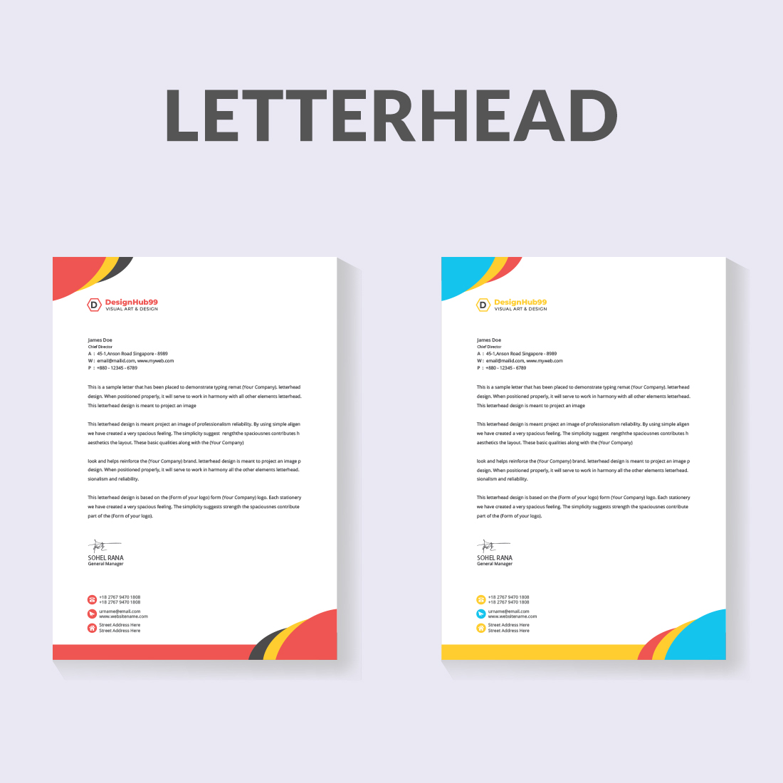 Letterhead design template, modern business letterhead design