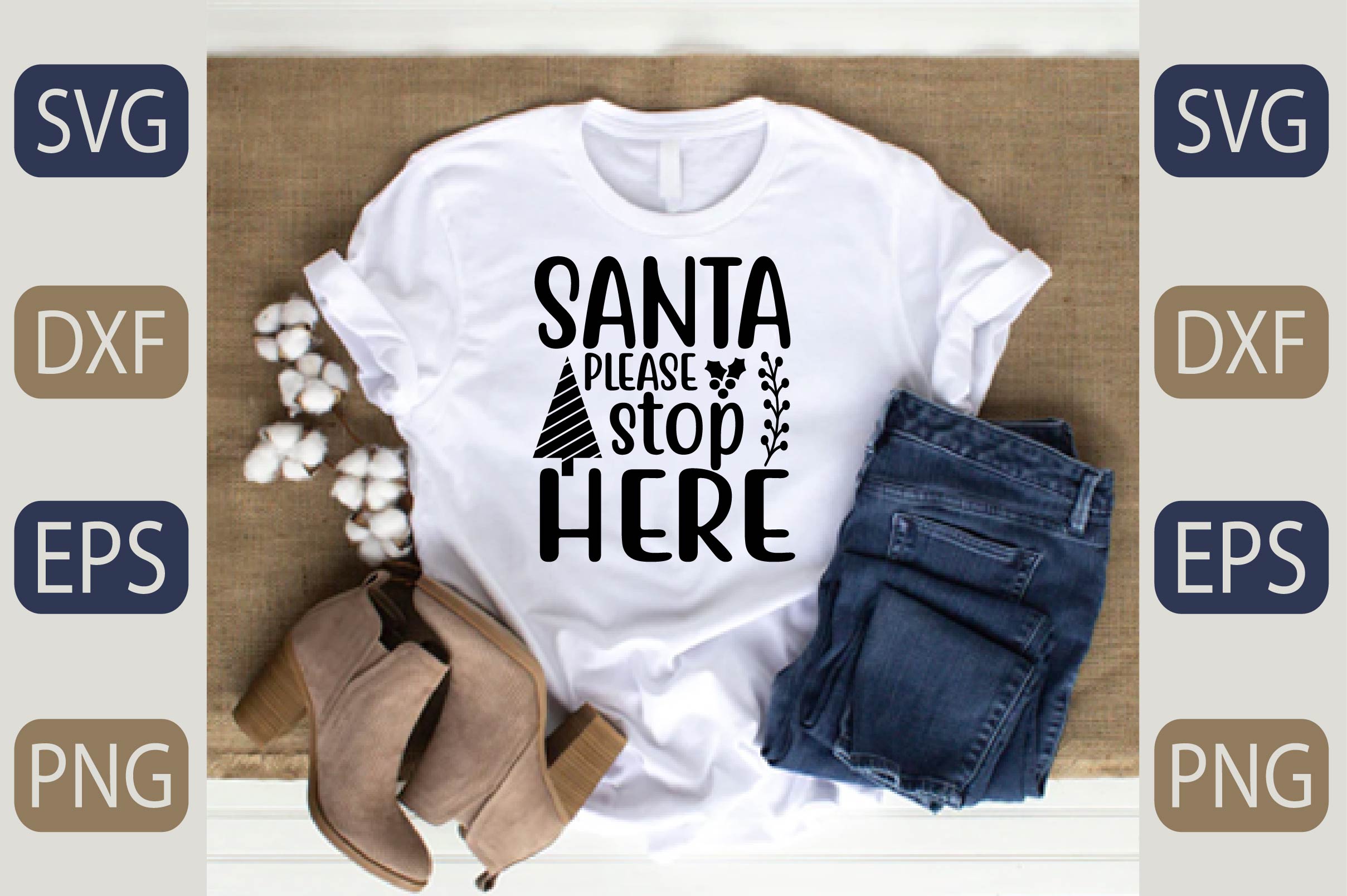 T - shirt that says santa please we stop here.