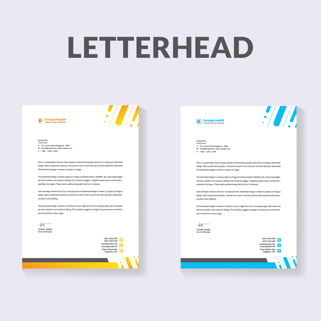 Modern business letterhead template preview image.
