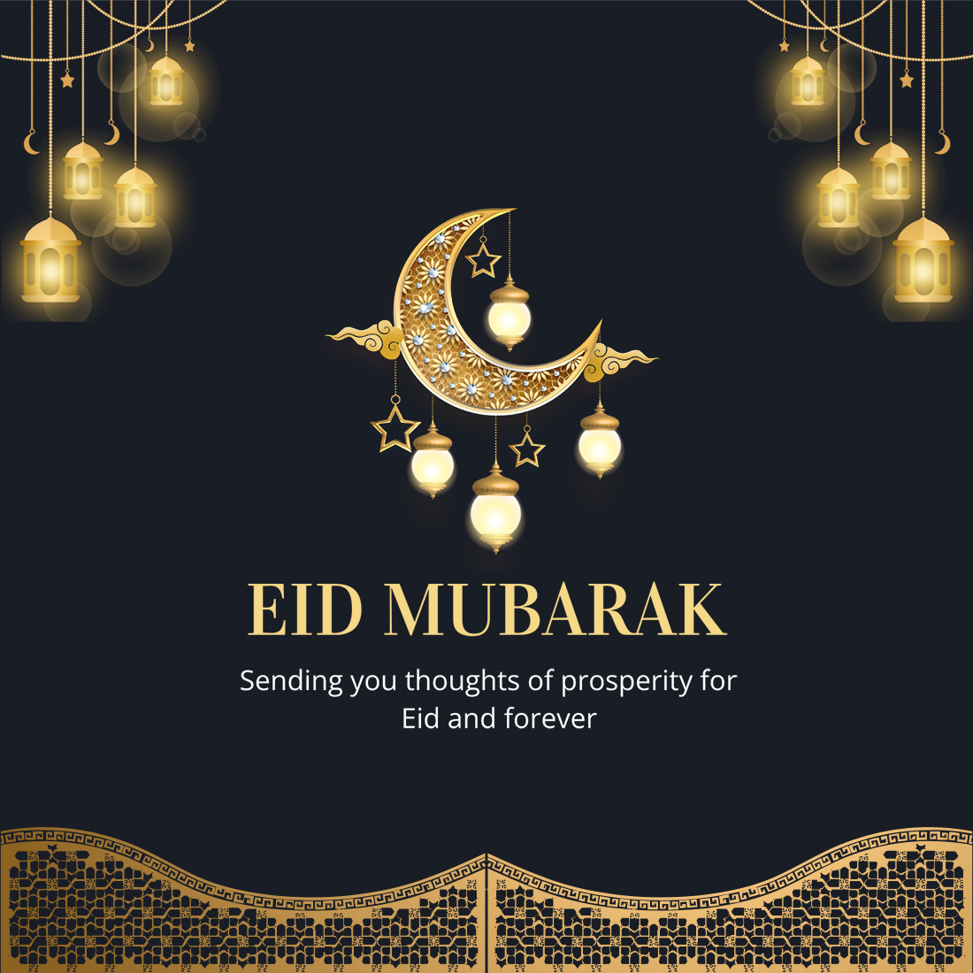 Eid Mubarak Aesthetic Social Media Editable Gold Color 3d Icons PSD Template cover image.