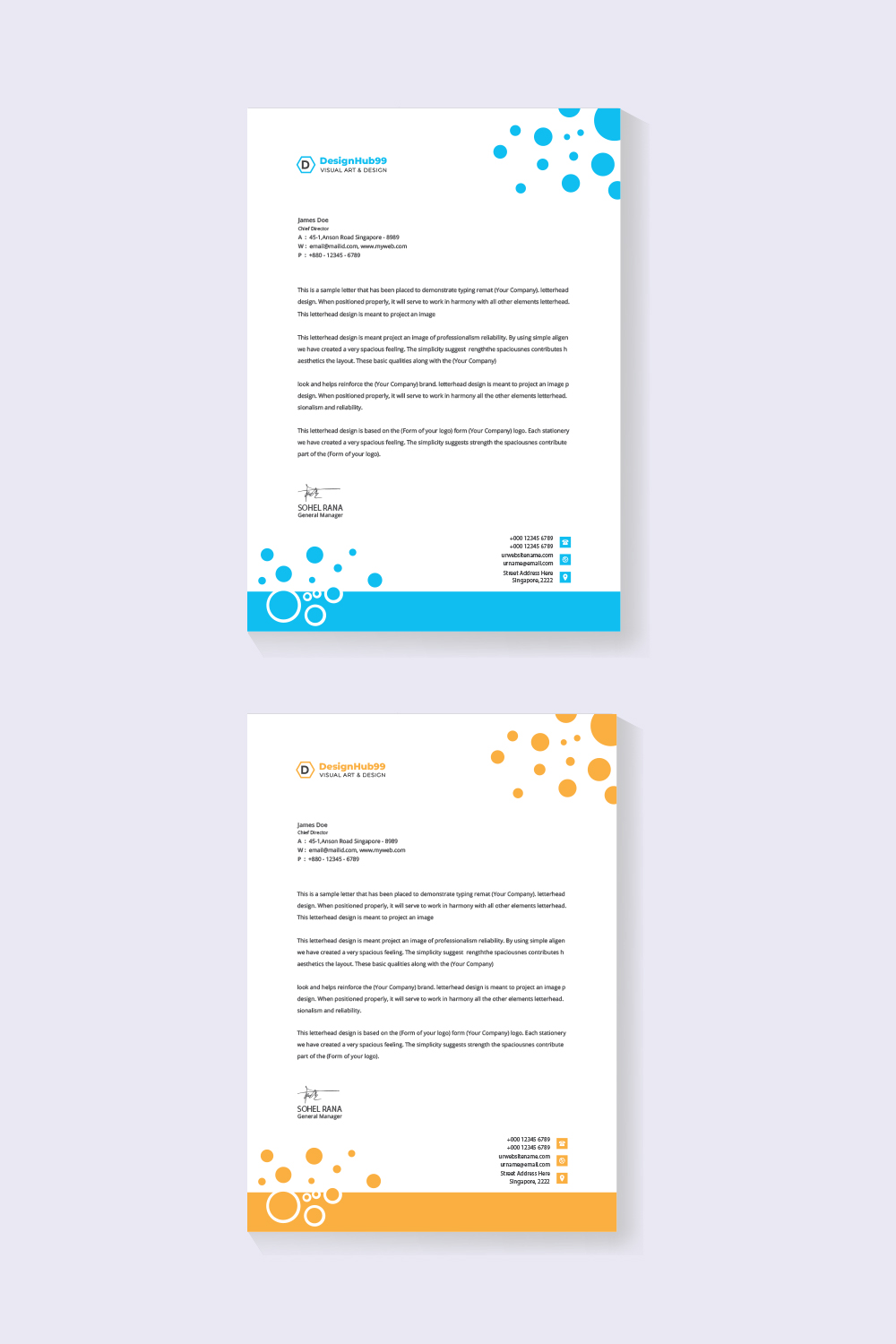 Professional and modern corporate letterhead template pinterest preview image.
