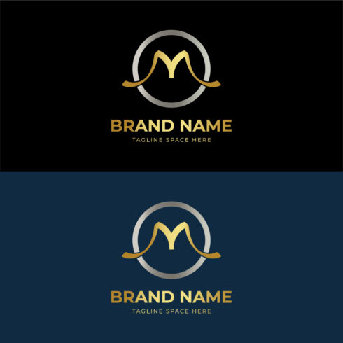 M Letter Logo Design with Silver Circle M Typography Gold Color Creative Letters Icon Logo cover image.