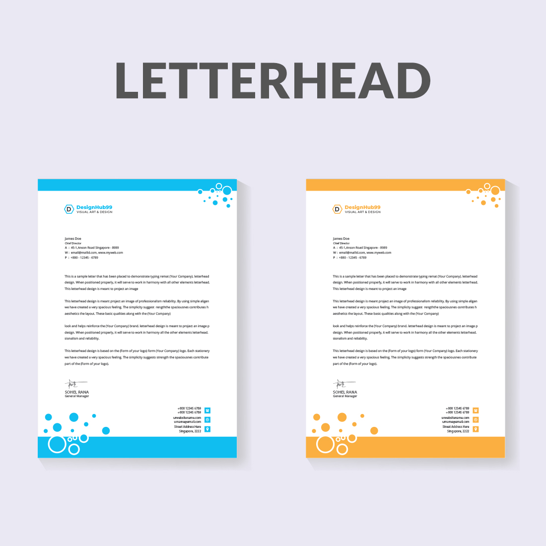 corporate letterhead design template preview image.