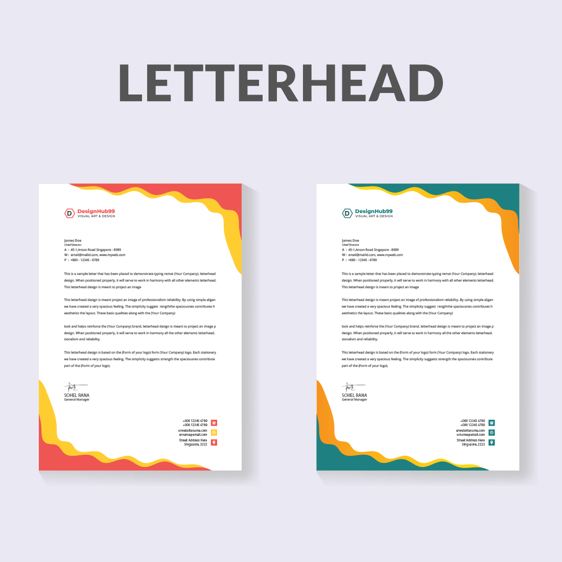 letter head, letterhead, business letterhead design preview image.