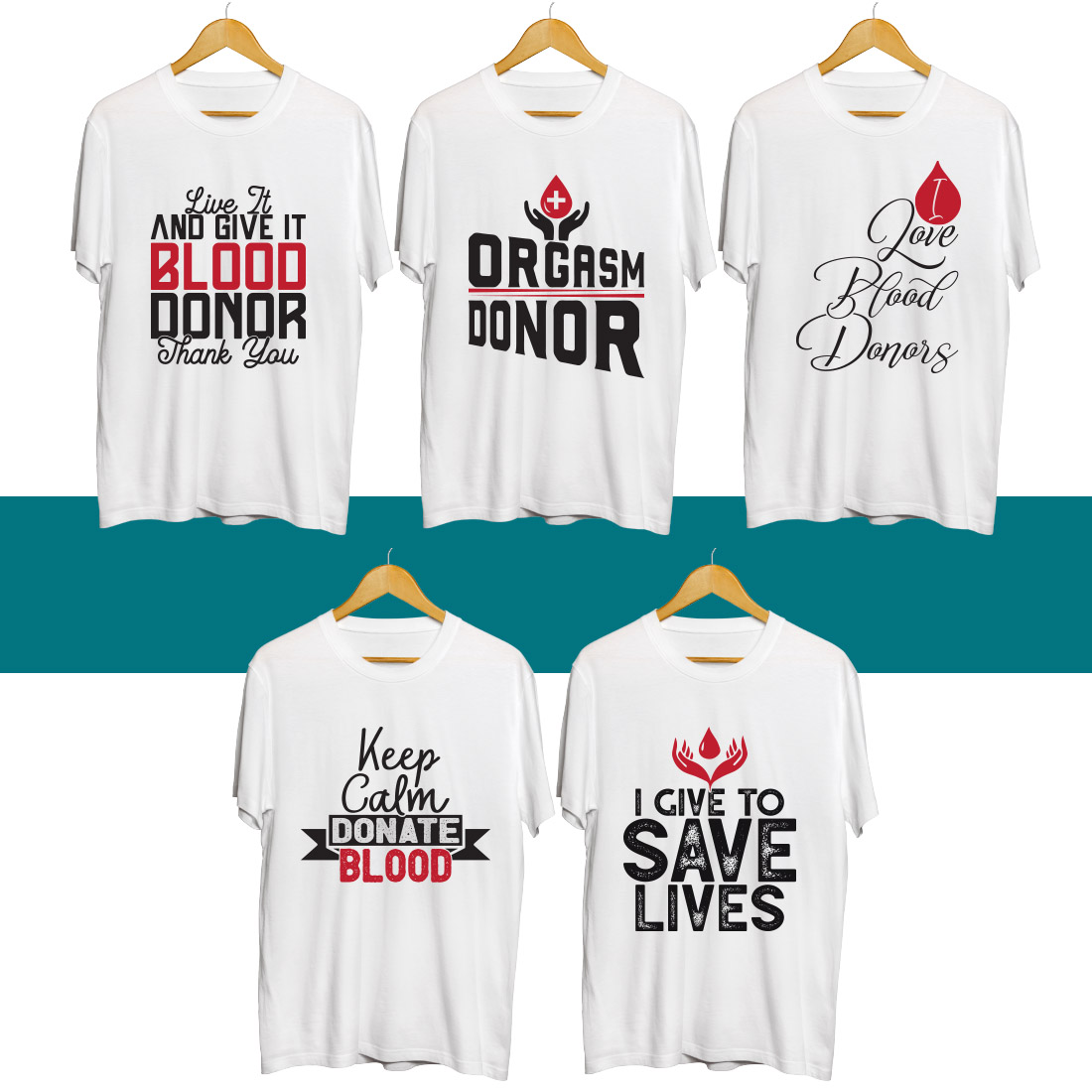 Blood Donor SVG T Shirt Designs Bundle cover image.