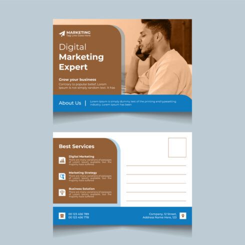 Two corporate postcard template designs cover image.