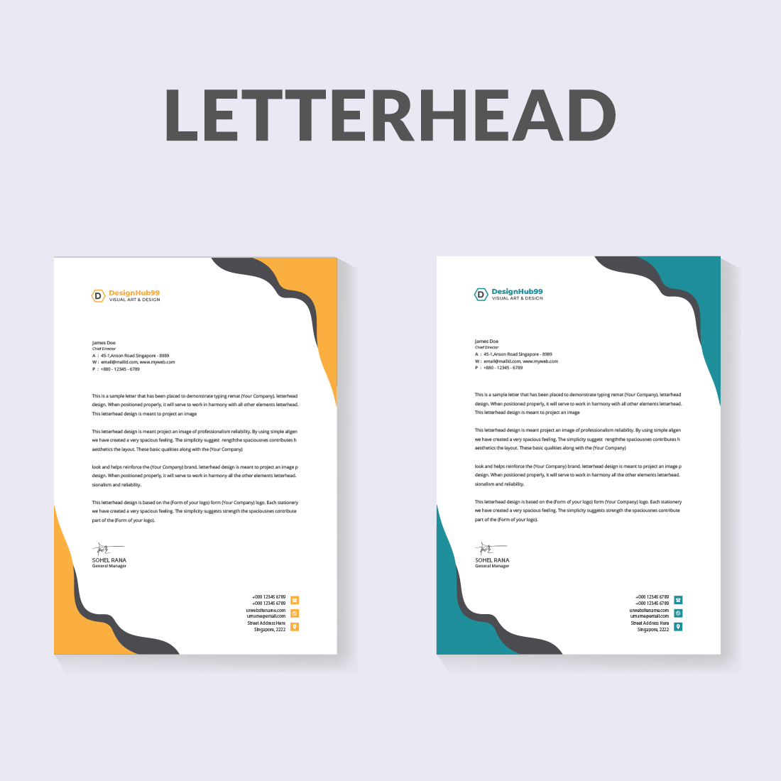 Simple letterhead design template for your project - MasterBundles