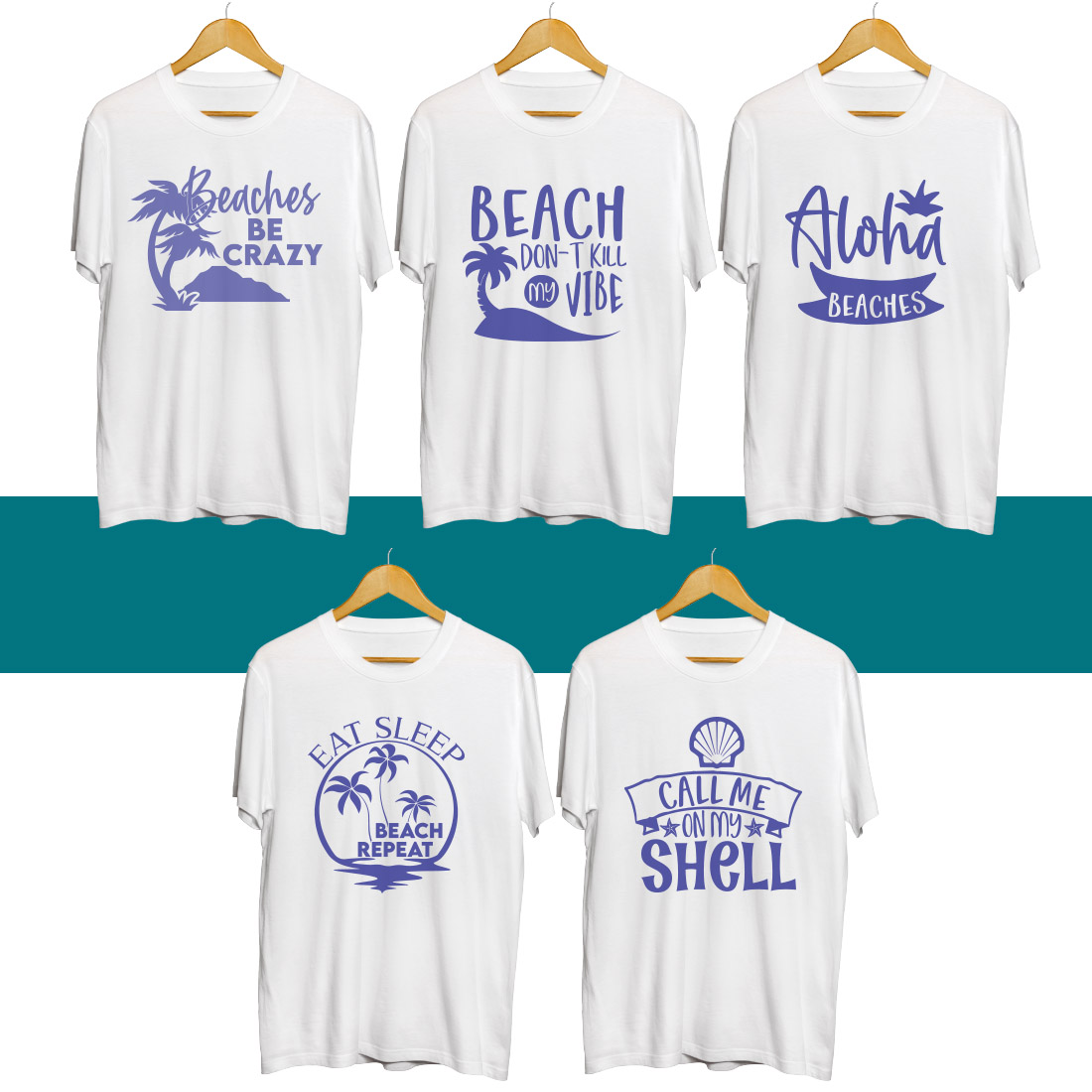 Beach SVG T Shirt Designs Bundle cover image.