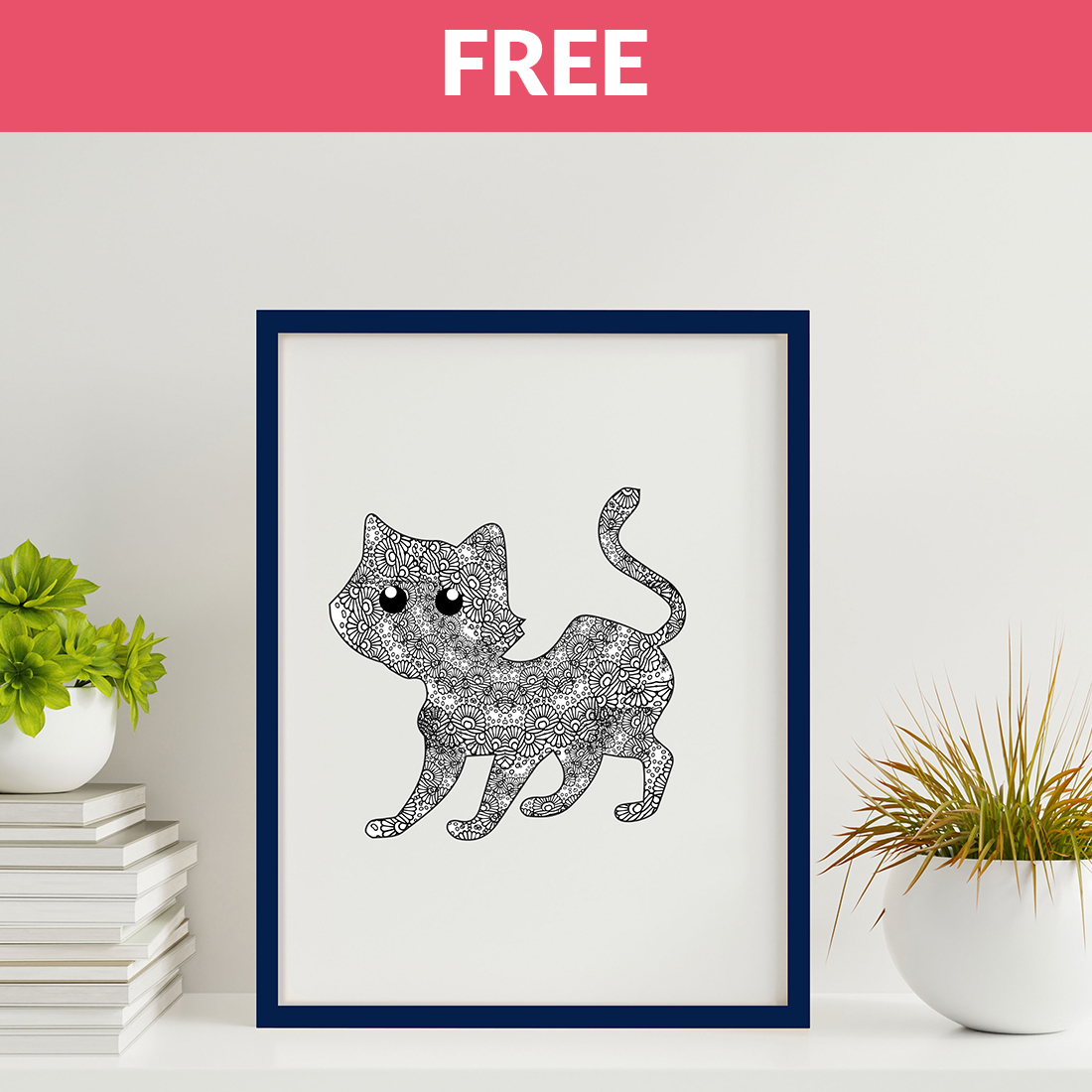 Cat mandala, Animal Mandala Vector Line Art cover image.