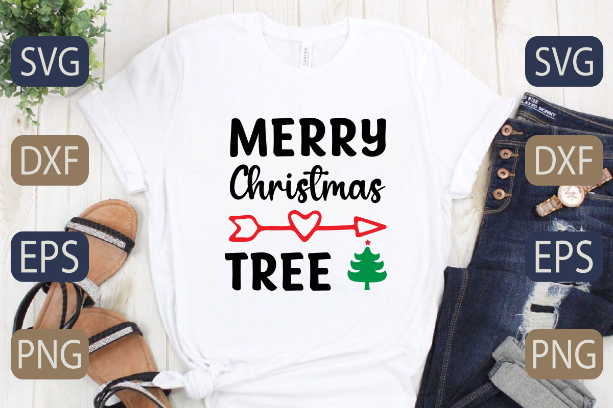 T - shirt that says merry christmas tree.