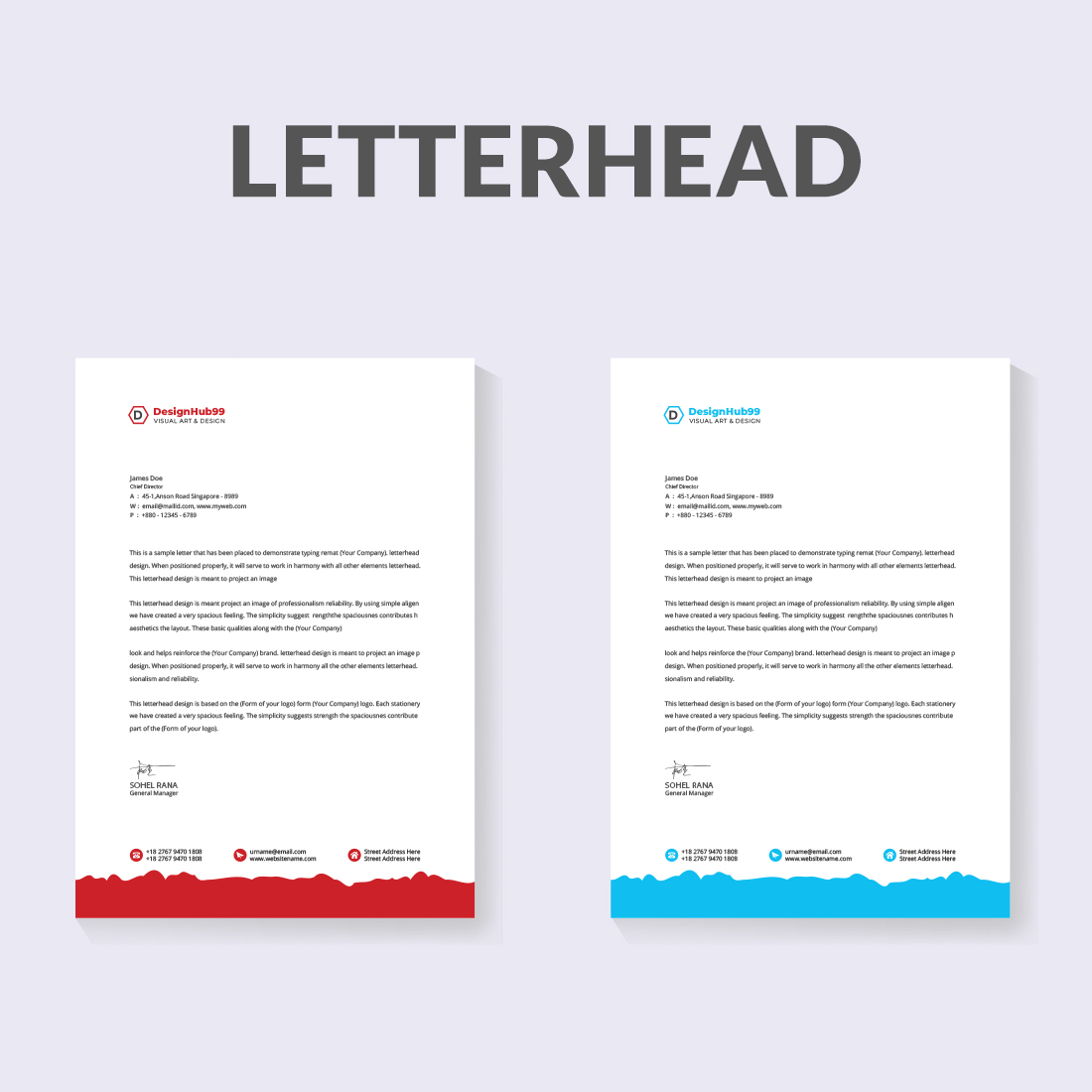 Professional and modern corporate letterhead template preview image.