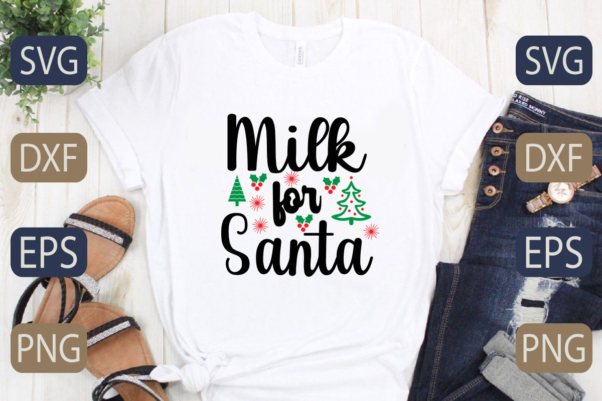 T - shirt that says milk for santa.