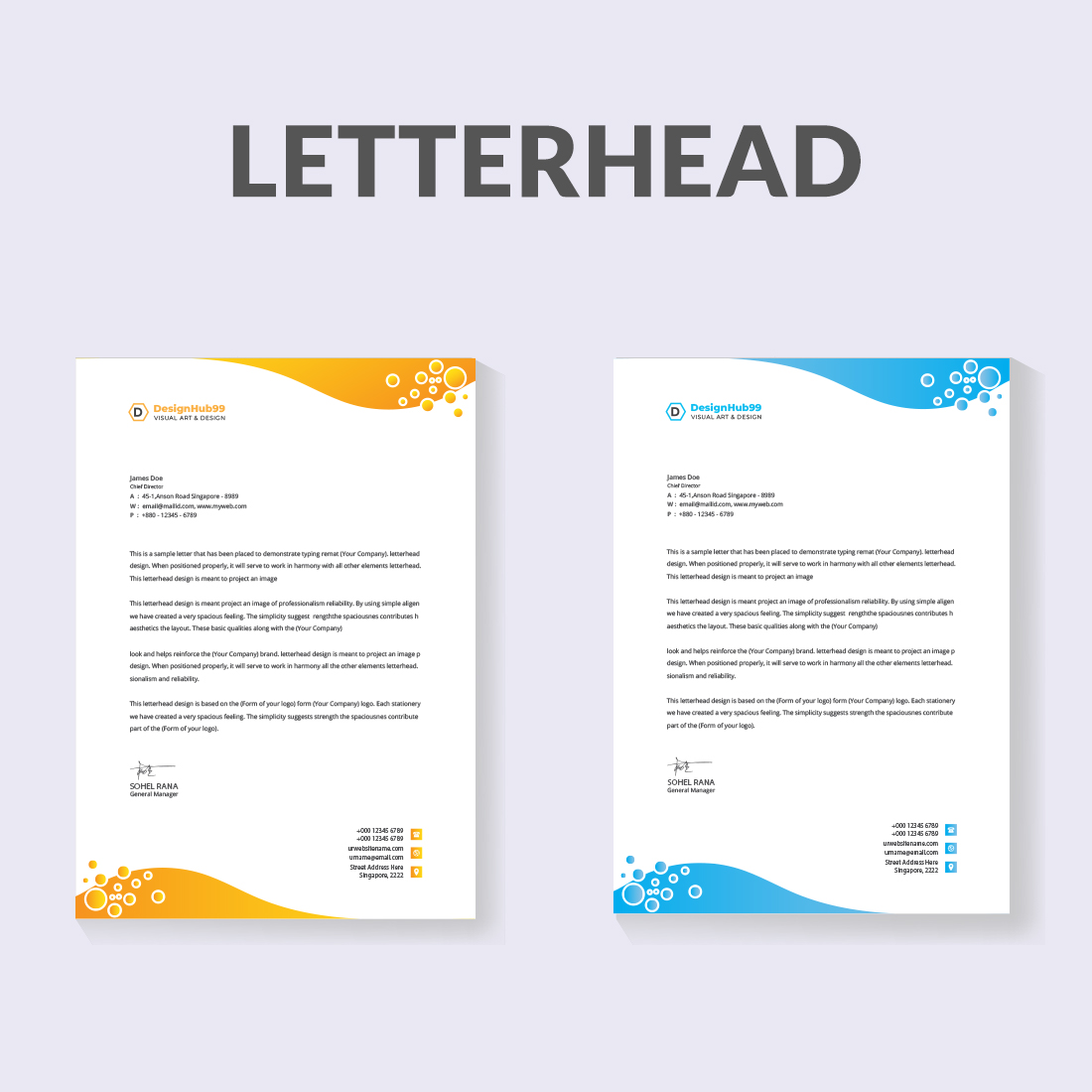 Simplistic letterhead Design preview image.