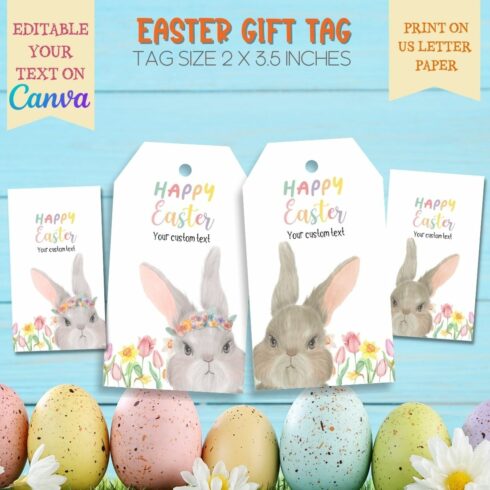 Editable gift tag, Easter Basket Gift Tag, Easter Treat Tag cover image.