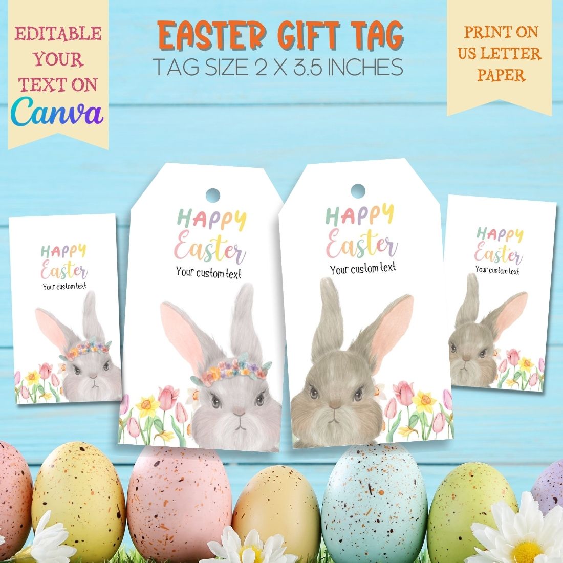 Editable gift tag, Easter Basket Gift Tag, Easter Treat Tag cover image.