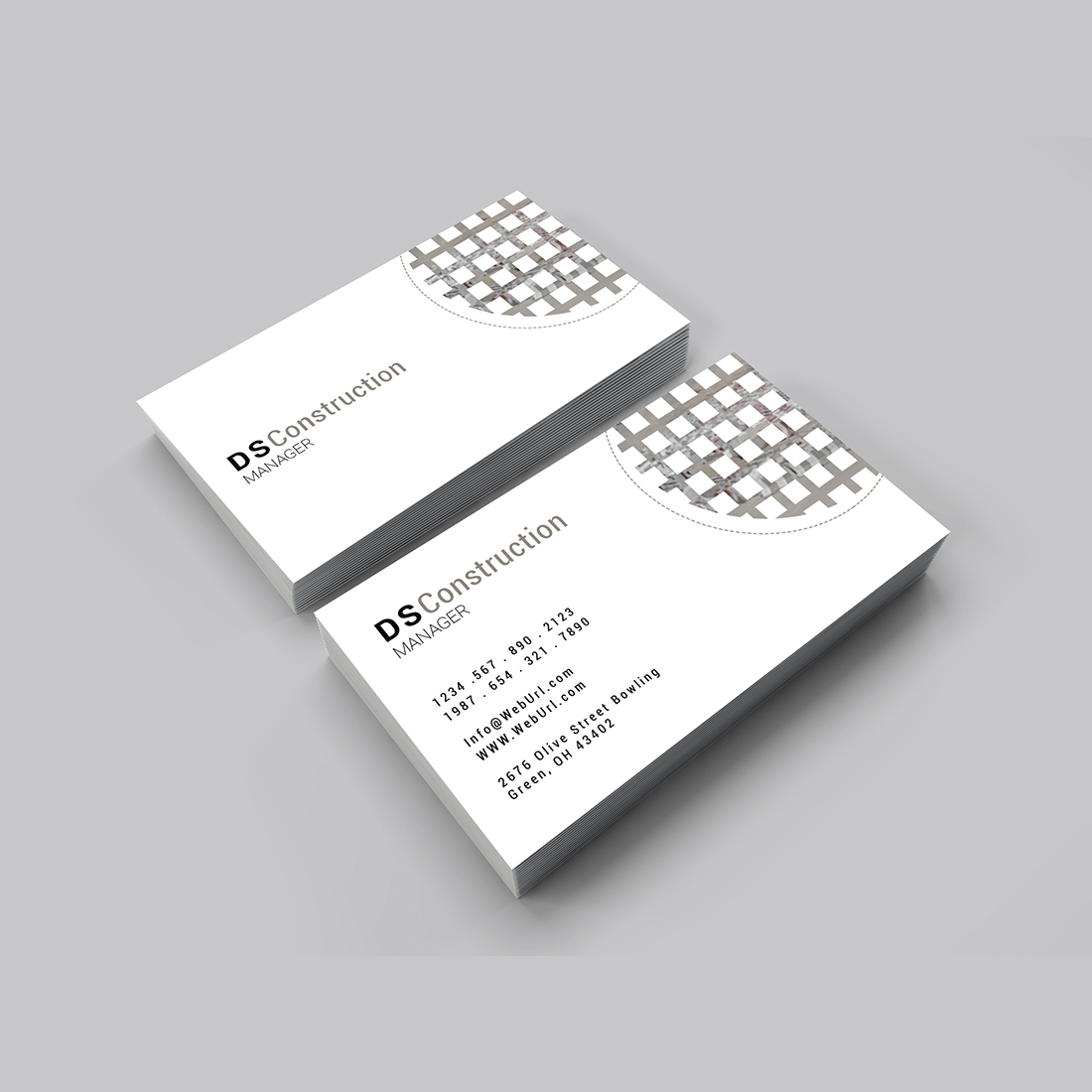Construction business card design cover image.