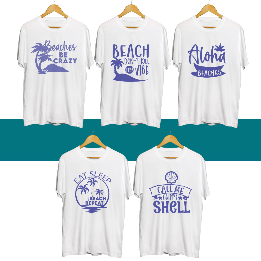 Beach SVG T Shirt Designs Bundle preview image.