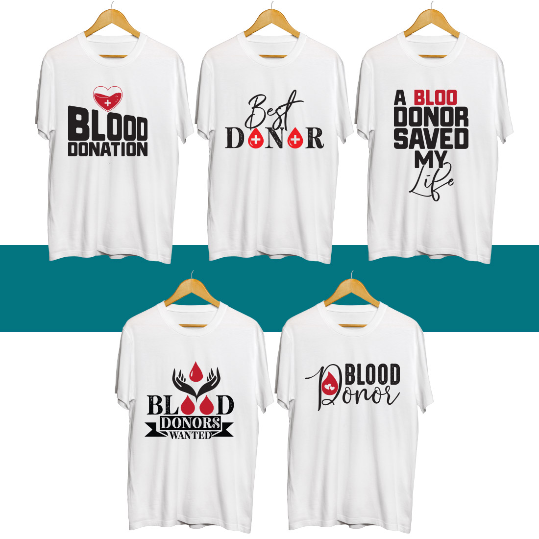 Blood Donor SVG T Shirt Designs Bundle cover image.