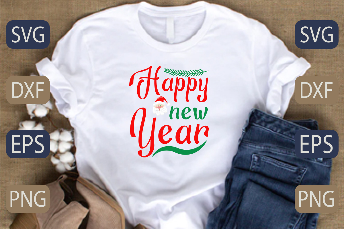 T - shirt with the words happy new year on it.