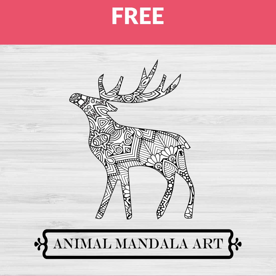 Deer Mandala, Animal Mandala Boho Style SVG preview image.