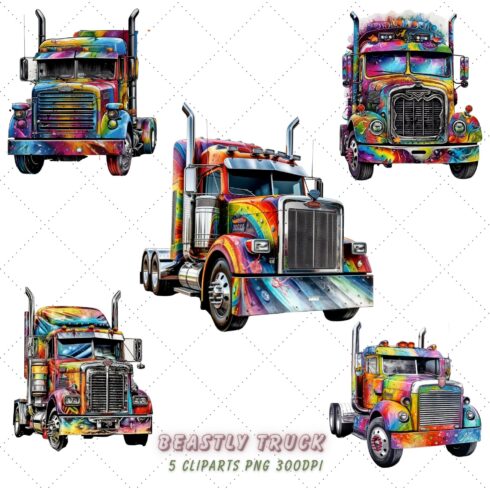 Beastly Truck Sublimation Clipart Bundle cover image.