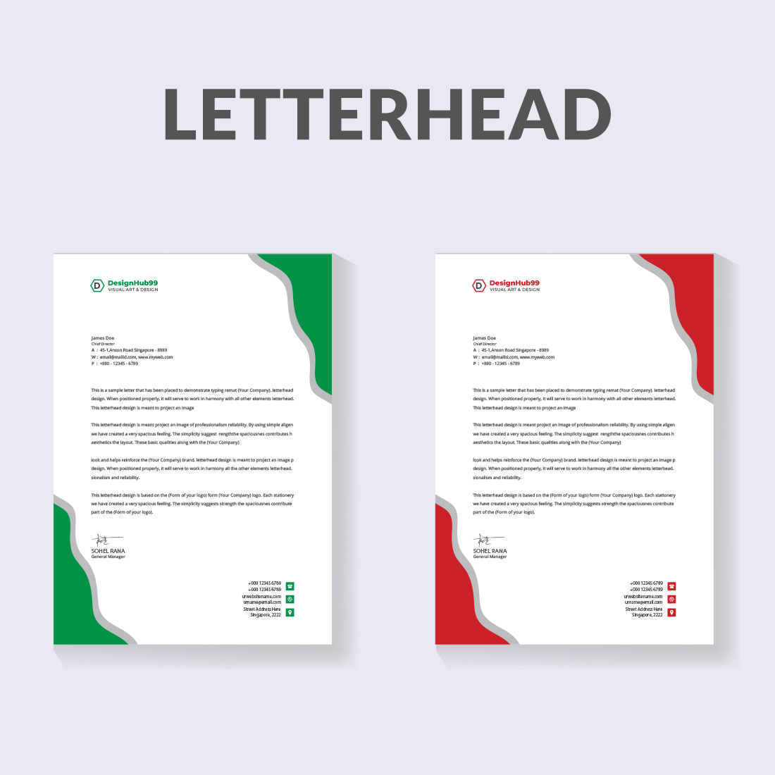 letterhead design template preview image.