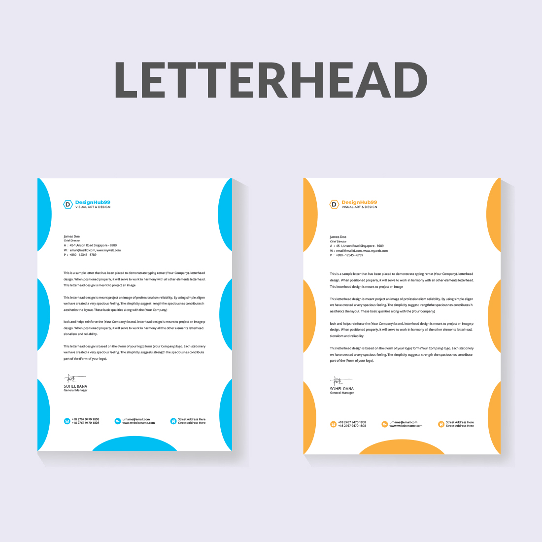 modern letterhead design template for your project preview image.