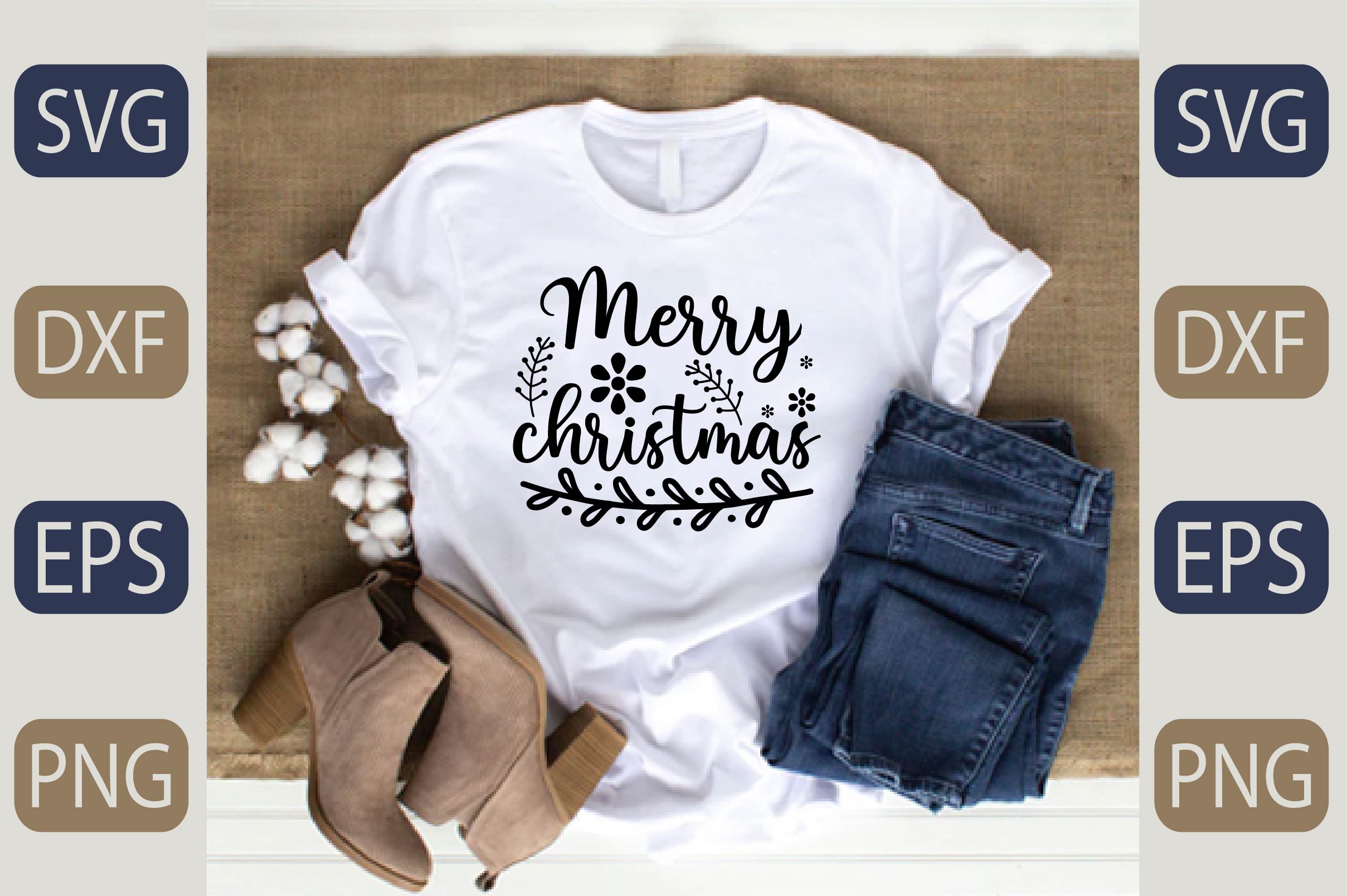 T - shirt with the words merry christmas on it.