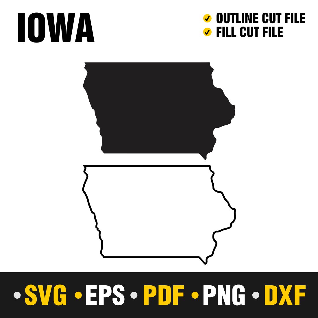 Iowa SVG, PNG, PDF, EPS & DXF cover image.