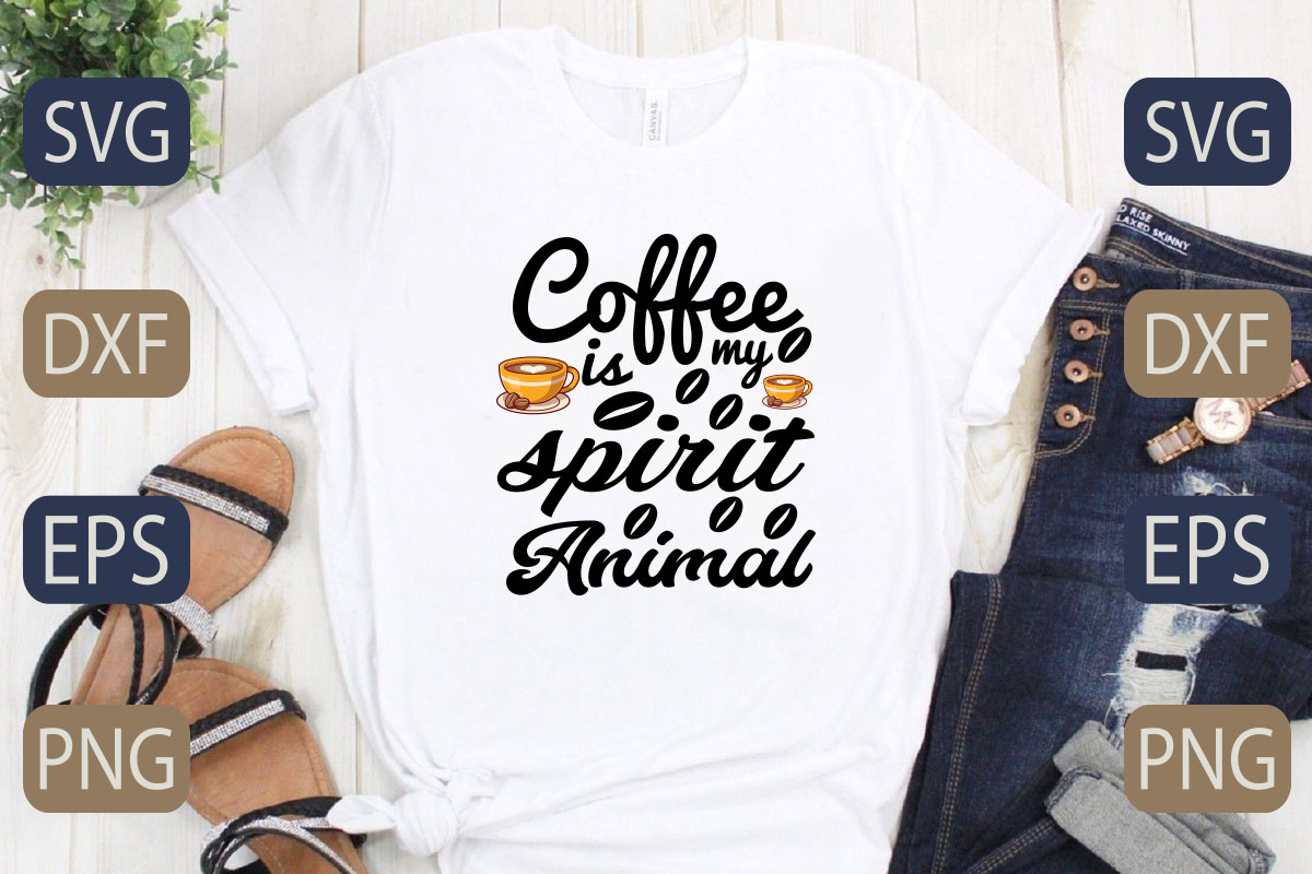 T - shirt that says coffee is my spirit and friends.