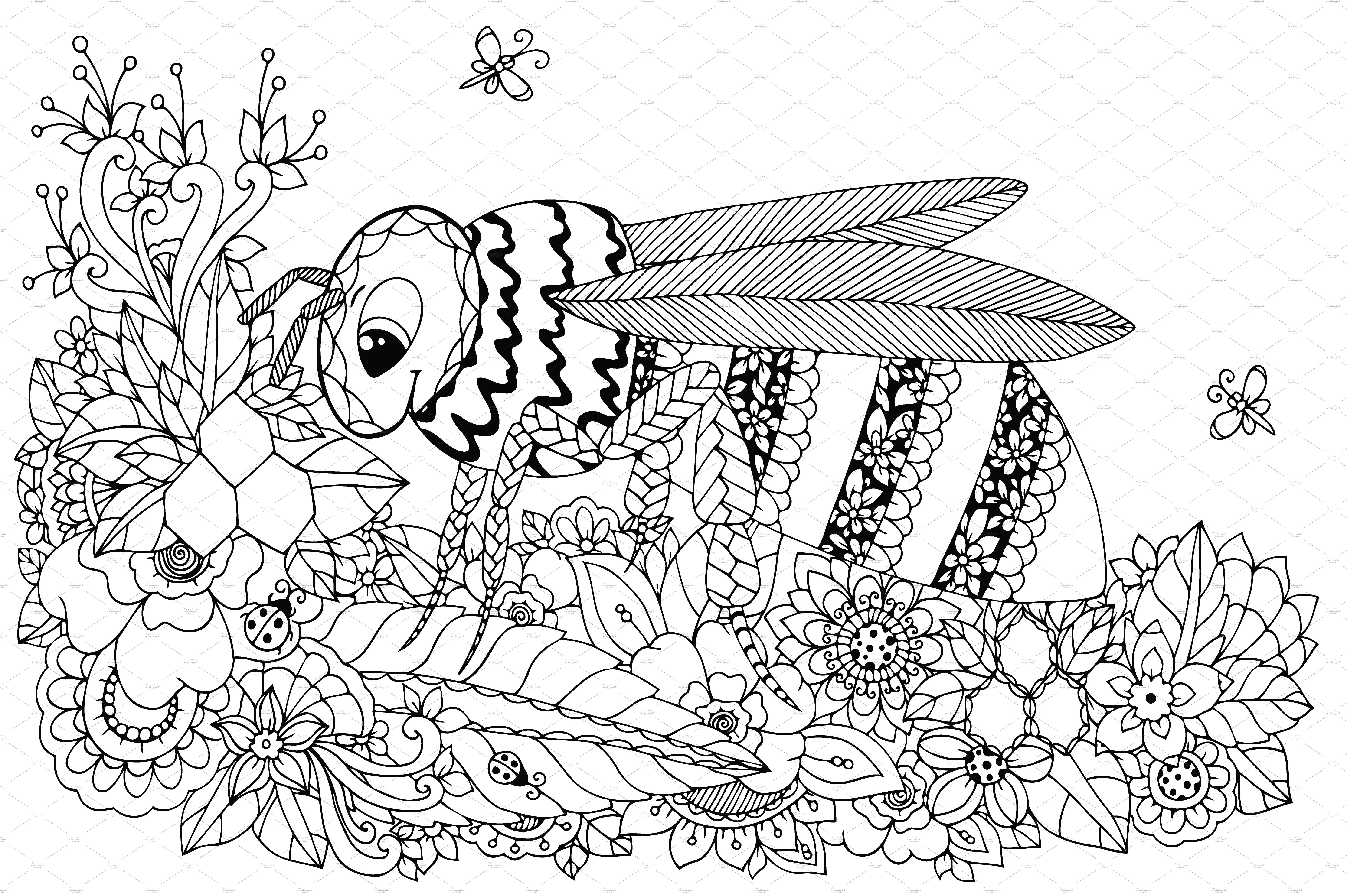 Doodle Wasp in flowers cover image.