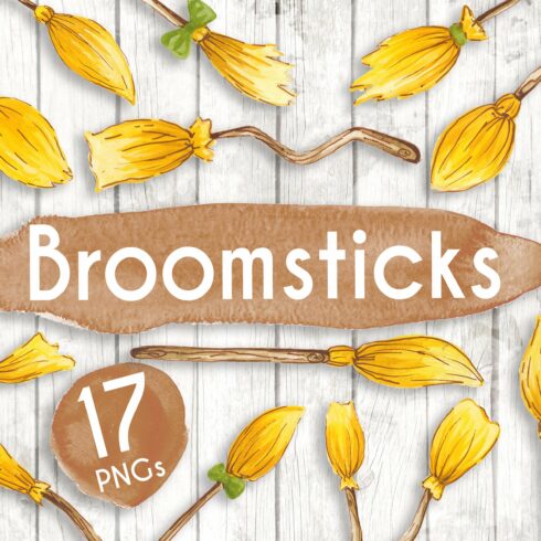 Watercolour Witches Broomsticks cover image.