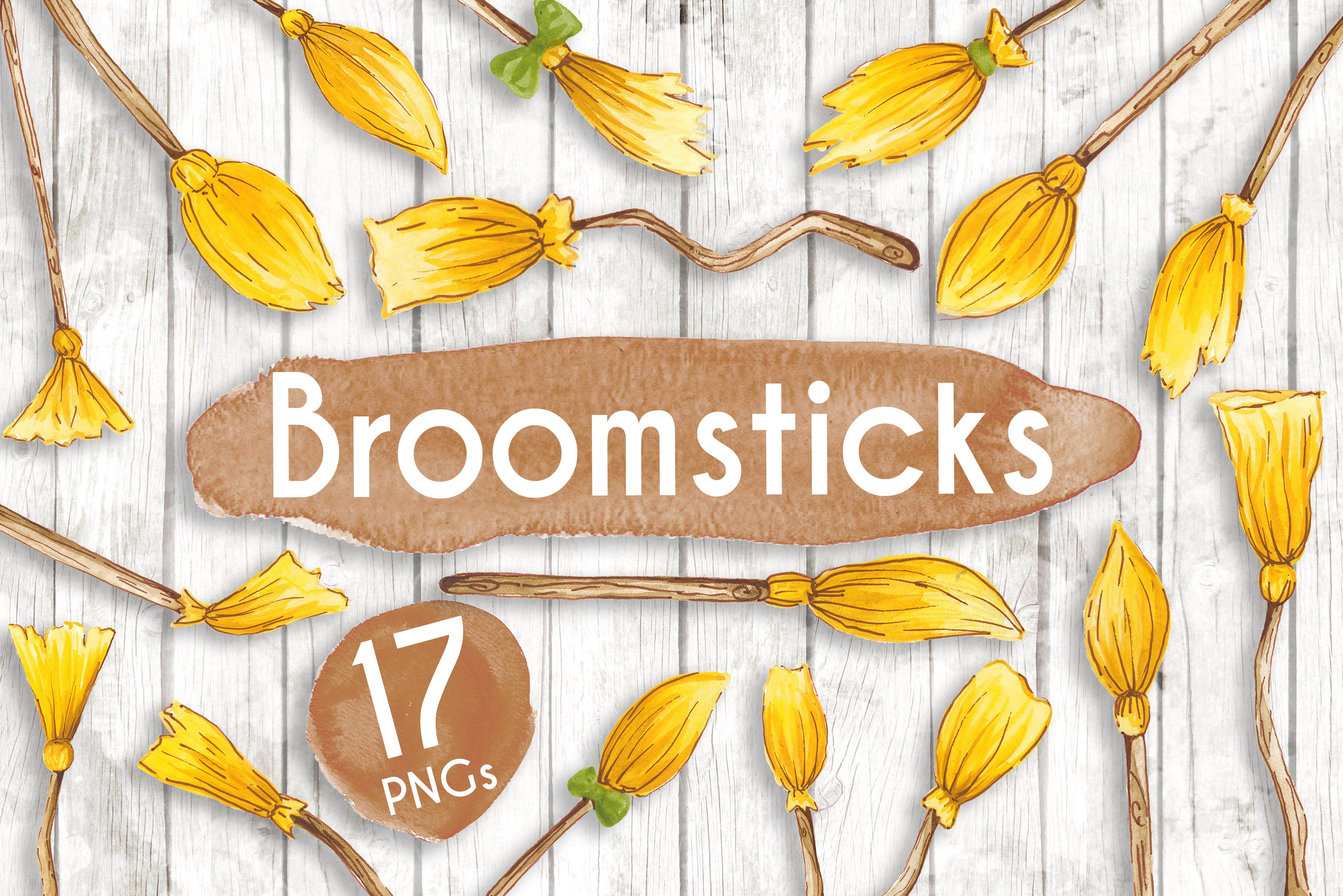 Watercolour Witches Broomsticks cover image.