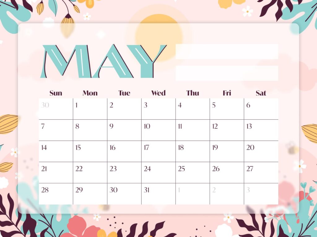 Free Blank May Calendar – MasterBundles