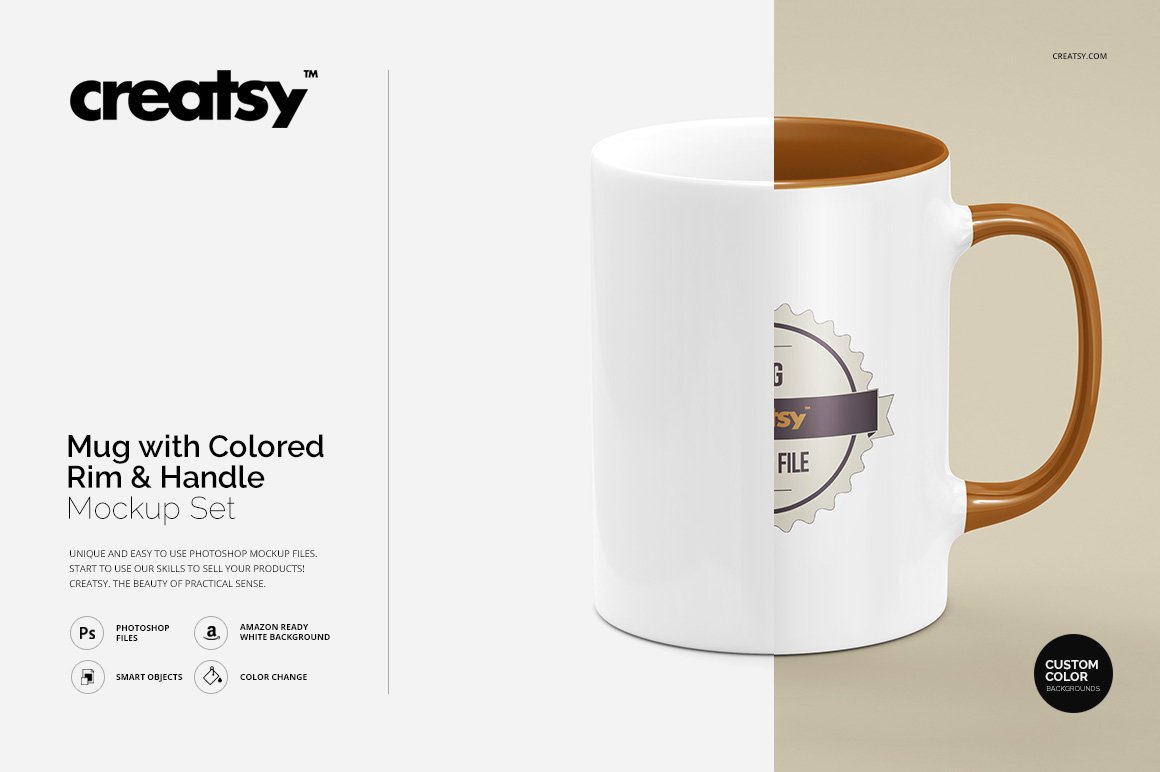 Mug Colored Rim Handle Mockup Set cover image.