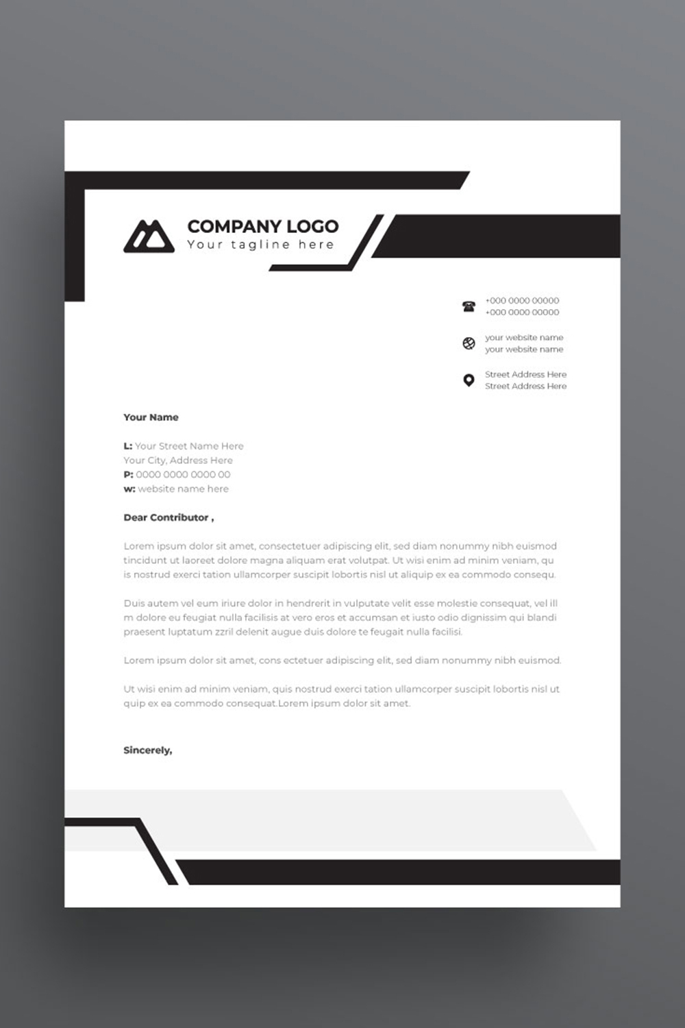 letterhead business corporate template pinterest preview image.
