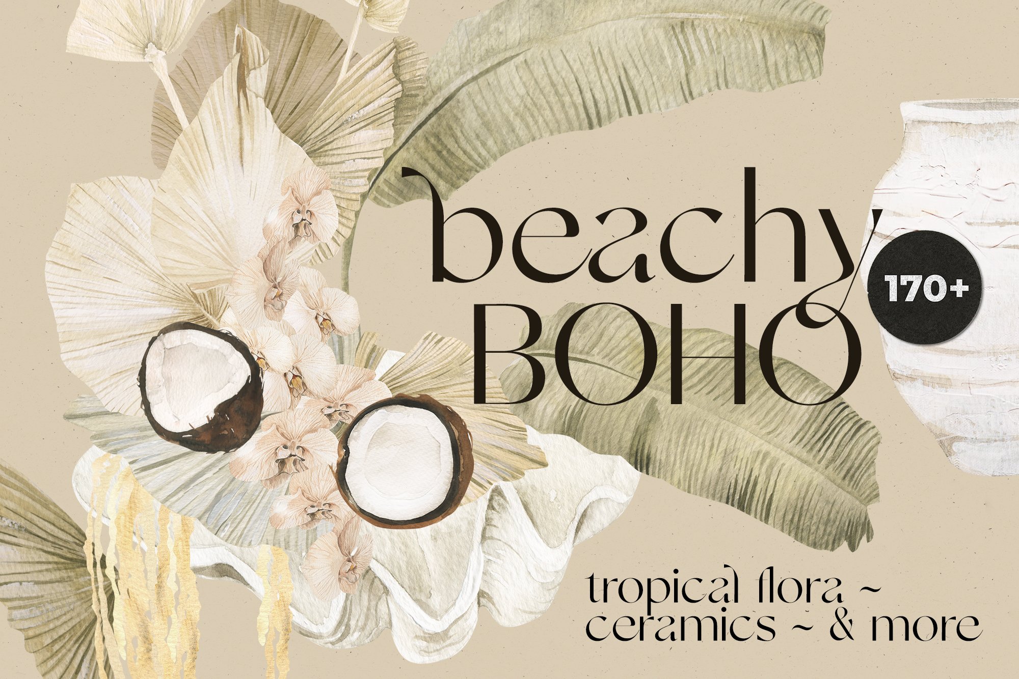 -50% BEACHY BOHO dry tropical floral cover image.