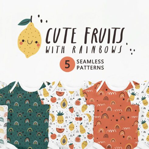 Cute Fruits & Rainbows patterns set cover image.