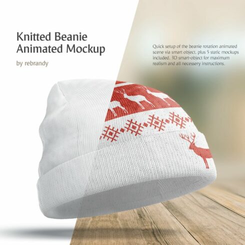 Knitted Beanie Animated Mockup cover image.