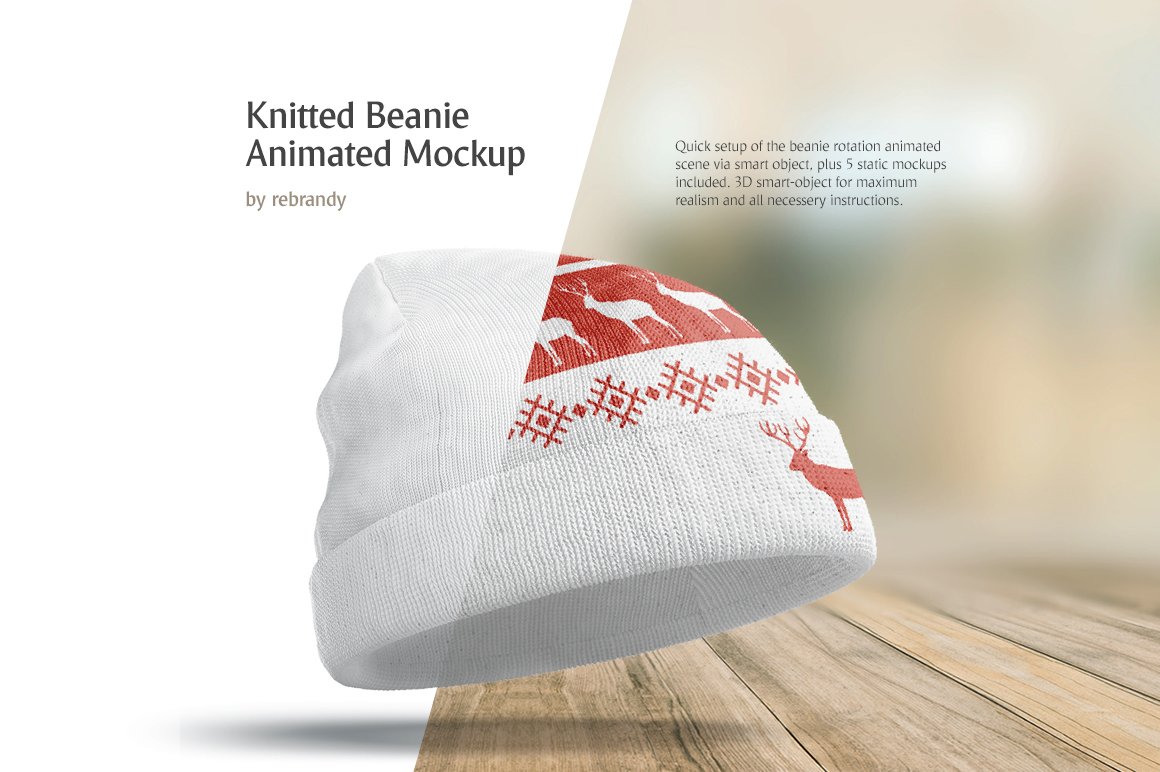 Knitted Beanie Animated Mockup cover image.