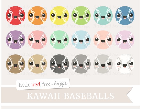 Kawaii Baseball Clipart cover image.