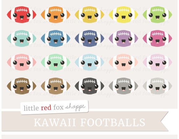 Kawaii Football Clipart cover image.