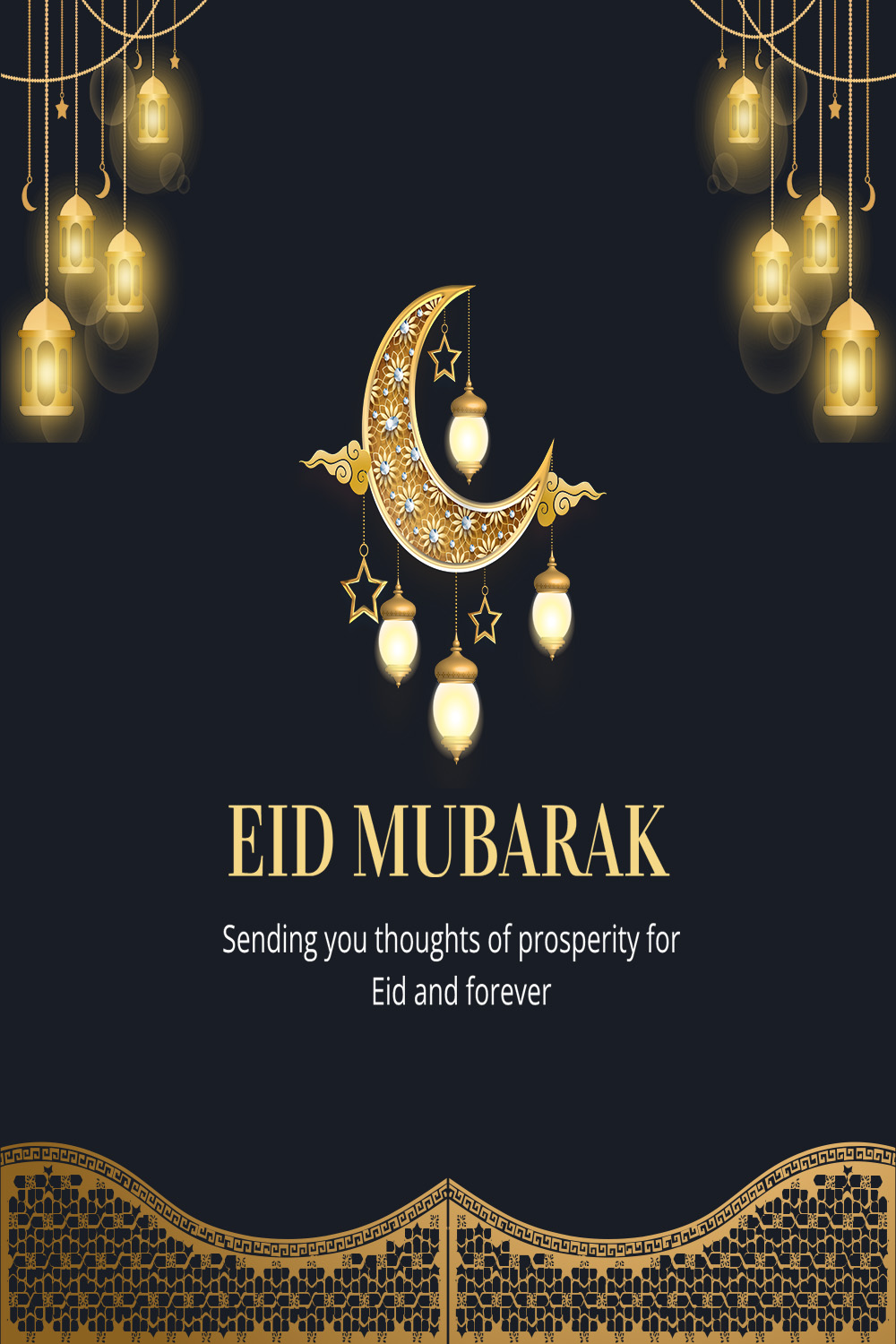 Eid Mubarak Aesthetic Social Media Editable Gold Color 3d Icons PSD Template pinterest preview image.
