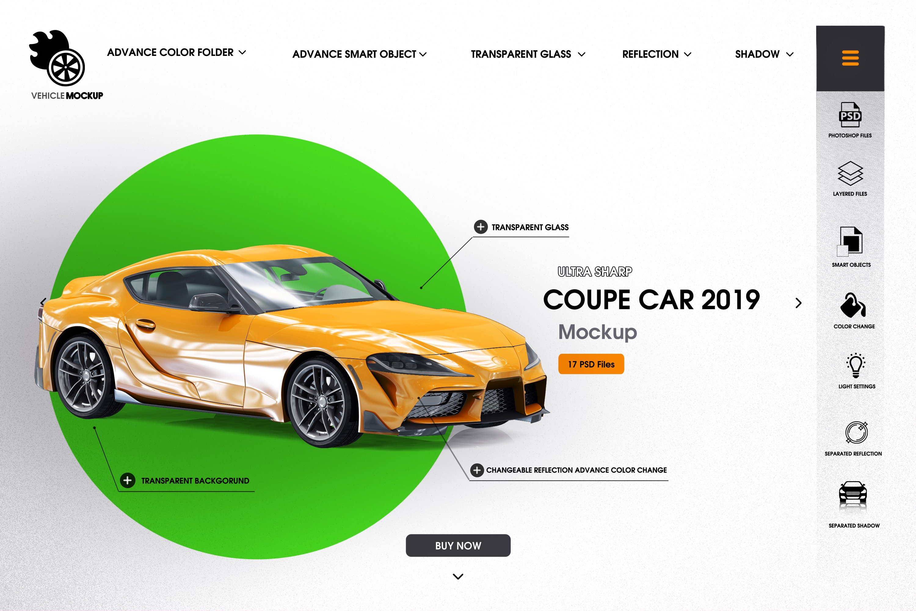 Coupe car 2019 mockup cover image.